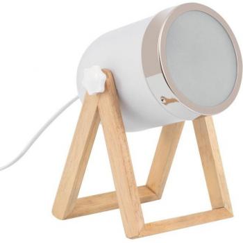 Lámpara de Mesa Galicy en Blanco y Madera con Diseño Moderno