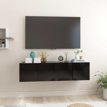 Mueble de TV colgante vidaXL 2 uds negro 60x30x30 cm