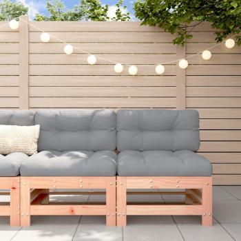 Conjunto de Sofás Centrales con Cojines 2 uds de Madera Maciza de Pino Natural, Pino Blanco y Pino Gris para Terraza, Jardín Exterior y Muebles de Salón Exterior