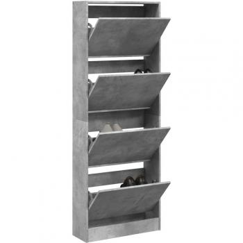 Zapatero gris hormigón 60x21x163,5 cm de madera multicapa y ingeniería