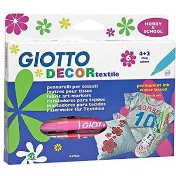 decor textile astuccio 6 pennarelli per tessuti colori assortiti