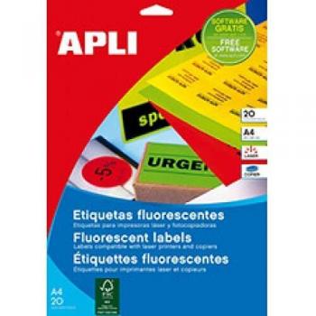 Apli Paper Ref. 2878 Etiquetas Adhesivas Amarillo Flúor L/C A4