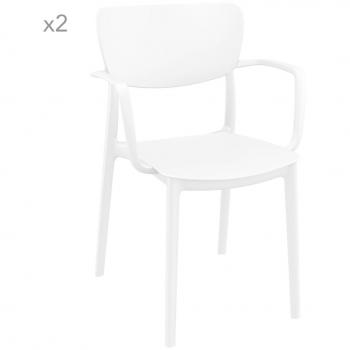 Lisa Polypropylene Stacking Cafe Arm Chair - White (Pack of 2)