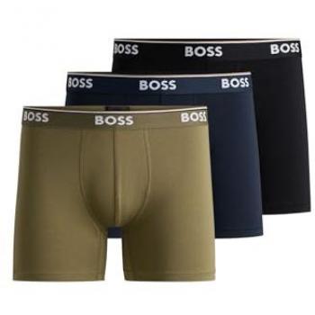 Pack de 3 Bóxers para Hombre BOSS Power - Algodón, Colores Verde, Marino y Negro (XXL)