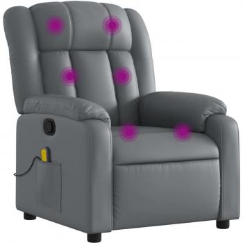 vidaXL Gray Faux Leather Massage Recliner Chair