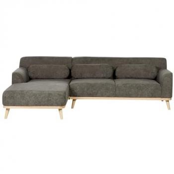Sofá Esquinero Retro 3 Plazas Verde Oscuro Pana con Base de Caucho, Lado Derecho