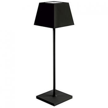 Lámpara de Mesa Portátil Litta Novolux Lighting - Recargable, Cuadrada, Metal Negro, Altura 37cm, IP54, Dimming Táctil LED SMD 2.20W, 200