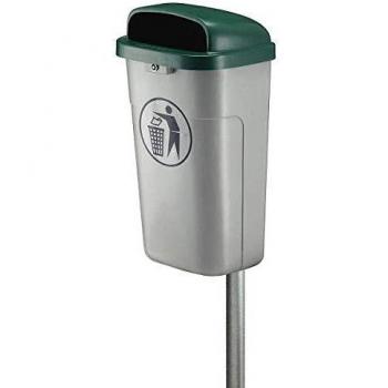Contenedor de Basura Exterior Ignífugo 50L - Gris/Verde, Dimensiones 435x755x345 mm