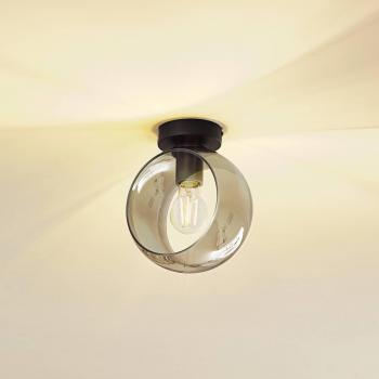 Lámpara de techo Lindby Roton, gris/negro, vidrio, Ø 20 cm, regulable