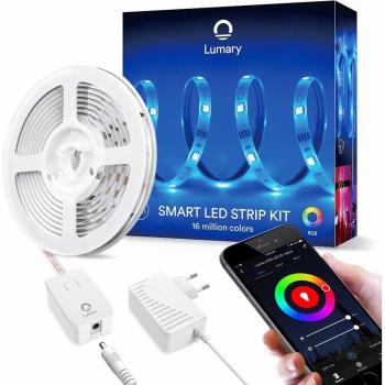 RGB Tira LED WiFi- Lumary 5M Luces LED Kit Funciona con Alexa/Google Home/IFTTT/App, Función de Tiempo,Sync con Música,Multicolor Tira de LED Kit,Perfecto para Navidad,Fiesta y Decoración Doméstico
