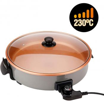Pizza Pan Sartén Eléctrica Multifunción de 40 cm. de Diámetro y 7 cm. de Profundidad. 1500W. Paellera Arrocera Multicazuela