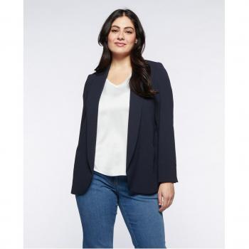 Blazer de mujer con elegante cuello tipo chal y diseño inferior redondeado
