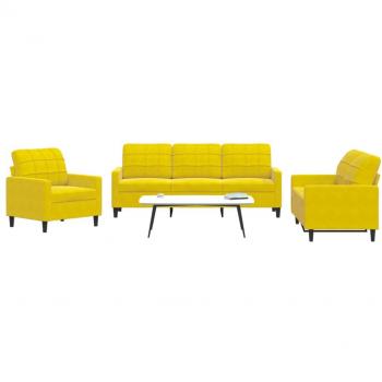 Sofá de 3 piezas con almohadas de terciopelo amarillo Vidaxl