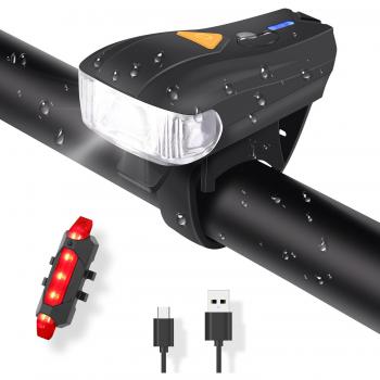 MUBYTREE Luces Bicicleta Delantera y Trasera USB Recargable con 5 Modos Linterna Bicicleta Led Alta Potencia IPX6 Impermeable Kit Luces Bicicleta para Carretera y Montaña con 400lm,Buen Regalo