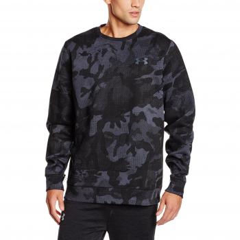 Under Armour Storm Rival Cotton Nov. Crew - Top de manga larga para hombre, color negro, talla L