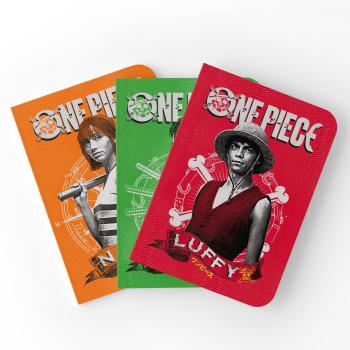 Set de 3 Cuadernos A5 One Piece - Monkey D. Luffy, Roronoa Zoro & Nami