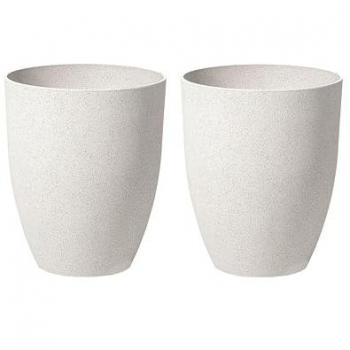 Conjunto de 2 macetas de poliresina blanco crema 35 cm para interior y exterior Croton