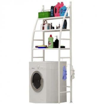 Estantería Ahorra Espacio para Inodoro y Lavadora, Almacenamiento Cuarto de Baño, Color Blanco, 166 x 65 x 25 cm