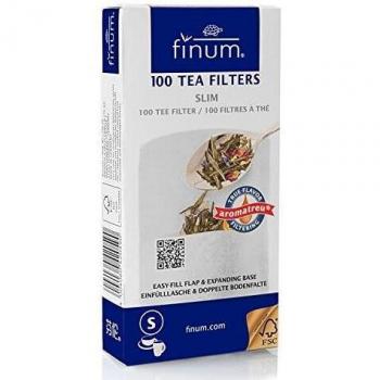 Finum - Filtros de té (100 Unidades, Capacidad máxima para 4 Tazas), Blanco, 75 x 155 mm