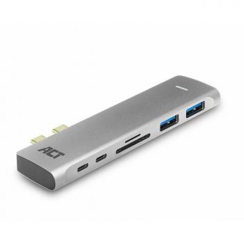 Adaptador multipuerto USB-C Thunderbolt 3 a HDMI 4K hembra, USB-C, 2x USB-A, lector de tarjetas, PD pass through