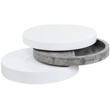 Mesa de centro pivotante JANITA - MDF - Cemento y Blanco