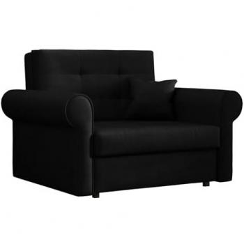 Sillón Columbus 127 Tapiz Negro con Patas de Metal y Medidas 116x85x98cm, Muebles Ya Montados