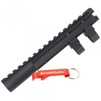 Aluminum Gas Tube Top Rail para Airsoft APS, CYMA, JG, King Arms, Marui AK74 AEGs - AirsoftGoGo Llavero Incluido