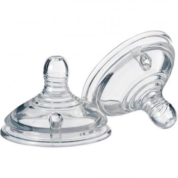Tommee Tippee Closer to Nature Tetinas con Forma de Pecho y Válvula Anticólico, Silicona Suave, Flujo Cereales, 6m+, Pack de 2