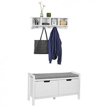 Mueble Recibidor Blanco con Zapatero y Perchero Sobuy FSR63-W+FRG48-L-W