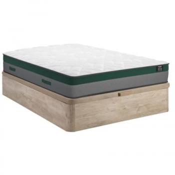 Cama 140 x 190 cm - canapé abatible natural claro + colchón de muelles ensacados - PRESTIGE de YSMEE