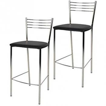 Set 2 Taburetes Elegance de Acero Cromado con Asiento Tapizado en Polipiel