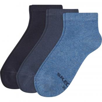 Skechers Calcetines Cortos Casual para Mujer, Pack de 3, Color Azul Marino, Talla 39-42