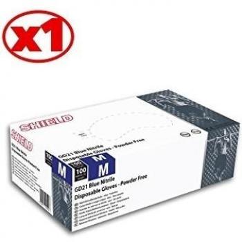 Azul de cierre), diseño de escudos de nitrilo guantes desechables - Caja de 100 - GD21
