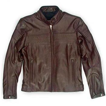 OJ Chaqueta de piel para moto de mujer Century Lady Brown S