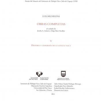 Luis Michelena. OBras completas V. Historia y geografía de la lengua vasca: 58