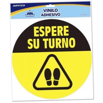 Vinilo Adhesivo Redondo Espere su turno Diámetro 26 cm