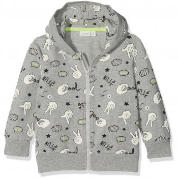 NAME IT Nmmfaboomy Swe Card W Hood UNB, Sudadera para Bebés, Gris