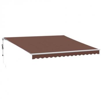 Toldo retráctil automático con luces LED marrón 400x350 cm