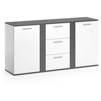 Aparador Vicco Novelli, Antracita y Blanco, 155 x 80 cm con Cajones y Puertas