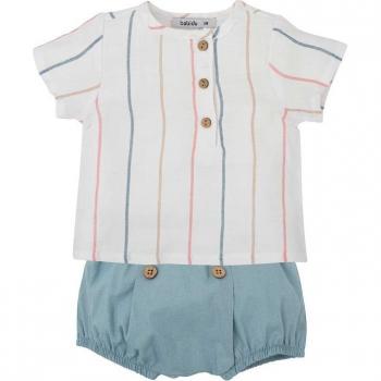 Conjunto de bebé niño rayas multicolor y short liso