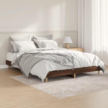 Cama de madera multicapa 135x190 cm en color marrón roble