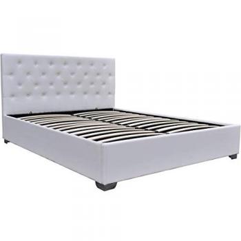 Cama doble con cofre Tino 140 × 190 cm - Blanco