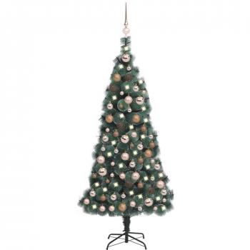 Árbol de Navidad artificial con LED y bolas PVC&PE verde 150 cm