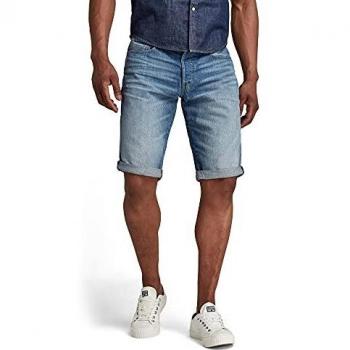G-Star Men's 3301 Denim Shorts, Medium Aged Blue, Casual Cotton
