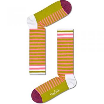 Calcetines Crew Finos de Rayas Neón Happy Socks Talla 36-40 - Estampado Único y Tejido Suave