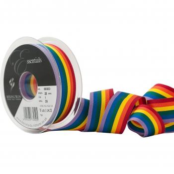 Berisfords Cinta a Rayas Arco Iris 25 mm, Multicolor