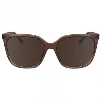Calvin Klein CK24509S Women's Square Full-Rim Sunglasses, Striped Brown/Rose Dark Brown 3/CAT3