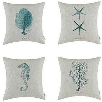 Lino y Algodón Blend Decorativo Funda de Cojínes 45x45 cm [18x18'' pulgadas] Conjunto de 4