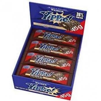 Weider Yippie Bar. Barrita de Proteína 36%. Bajo contenido en Carbohidratos y Azúcares. Sabor Brownie-Vainilla