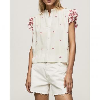 Pepe Jeans Camisa Sin Mangas Antonine con cuello mao y detalles bordados